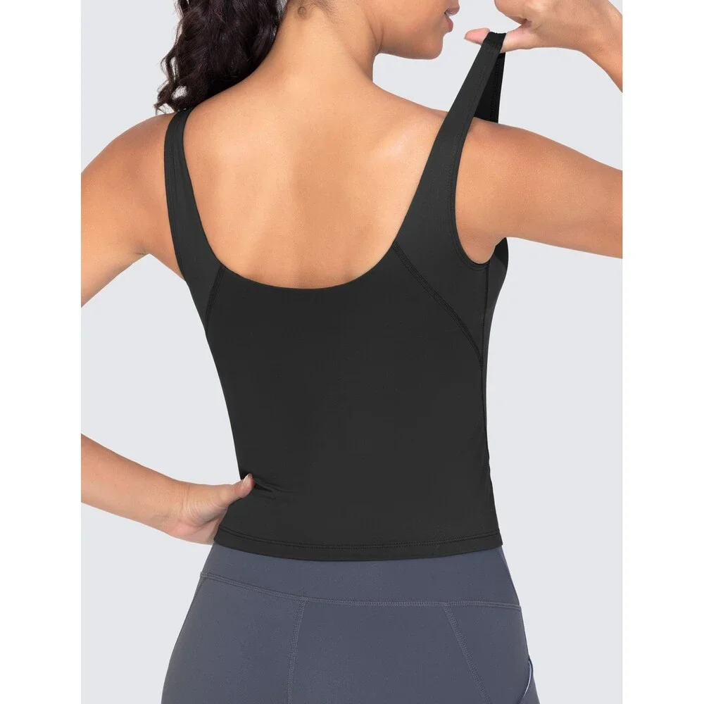 GYM Women's Black PEOPLE Longline Sports Bra Wirefree Padded Workout Yoga Tank M